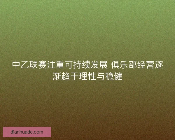 中乙联赛注重可持续发展 俱乐部经营逐渐趋于理性与稳健